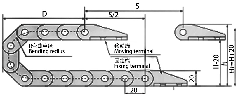 15系列微小型拖鏈主要技術(shù)參數(shù)圖 15系列微小型拖鏈主要技術(shù)參數(shù)圖