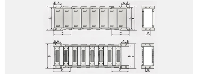 20系列高負(fù)載型拖鏈選配接頭方式圖 20系列高負(fù)載型拖鏈選配接頭方式圖